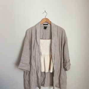 Linen 3/4 length sleeve blazer | Medium